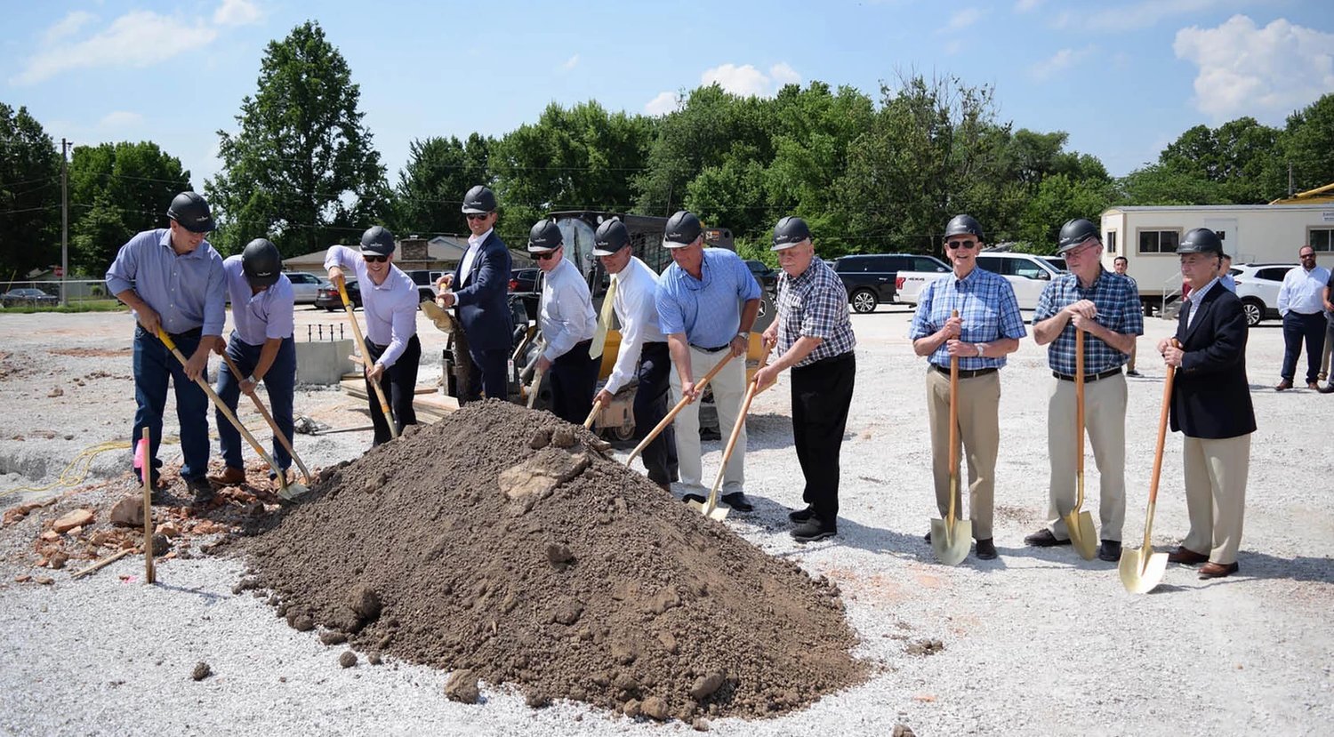 BANK ON IT
Officials participate in a June 16 groundbreaking ceremony for Legacy Bank & Trust Co.’s planned 40,000-square-foot headquarters at 3250 E. Sunshine St. Base Construction & Management LLC is general contractor for the project slated to wrap up in summer 2021. The site is a former Meek’s Lumber Co., which has been demolished. A city building permit lists a declared valuation of $5 million for the Legacy Bank building.